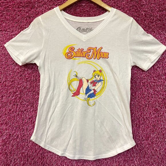 Sailor Moon Anime Graphic V-Neck T-Shirt Small - Picture 1 of 4